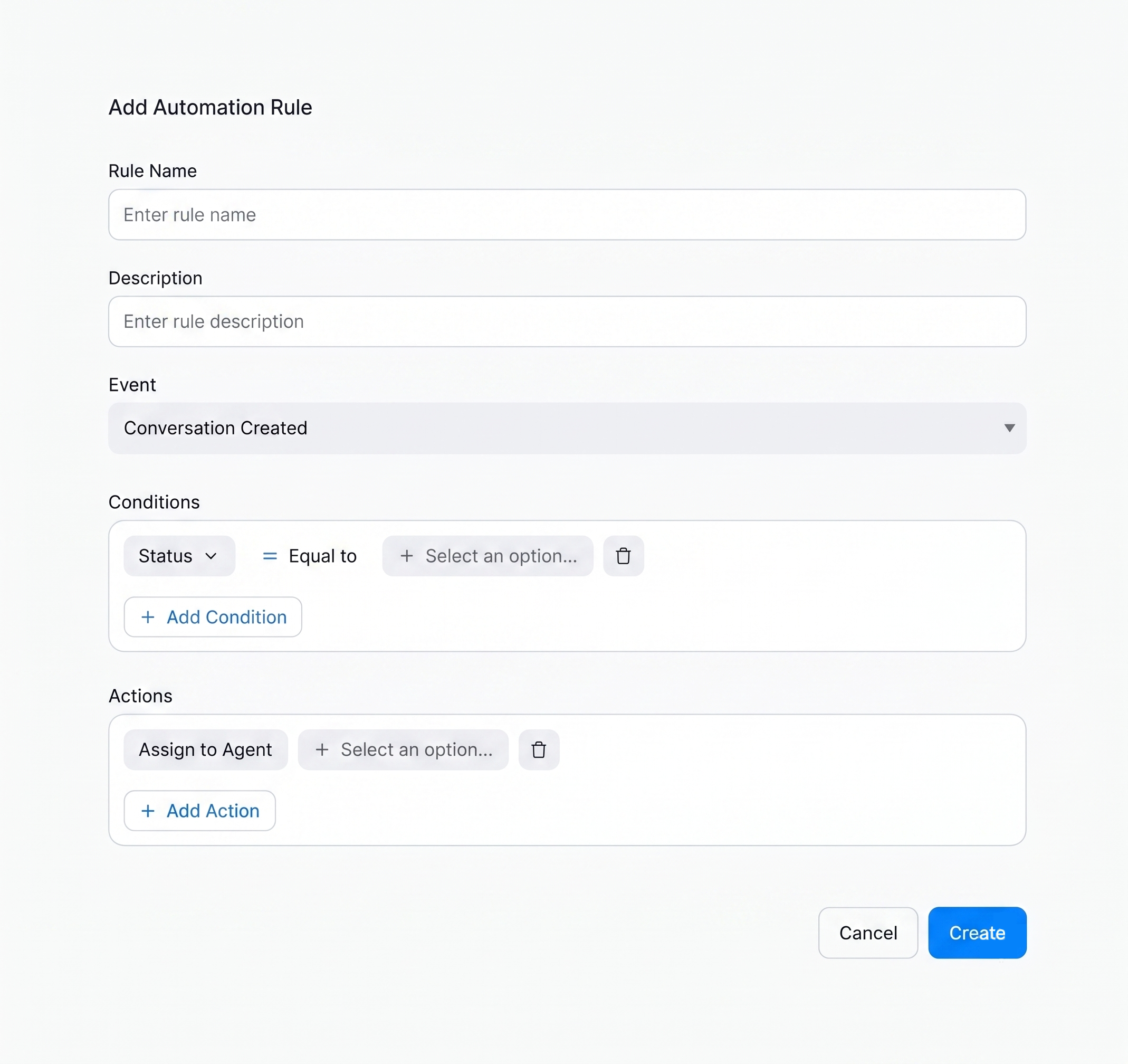 Creating an automation rule with an event, conditions, and actions