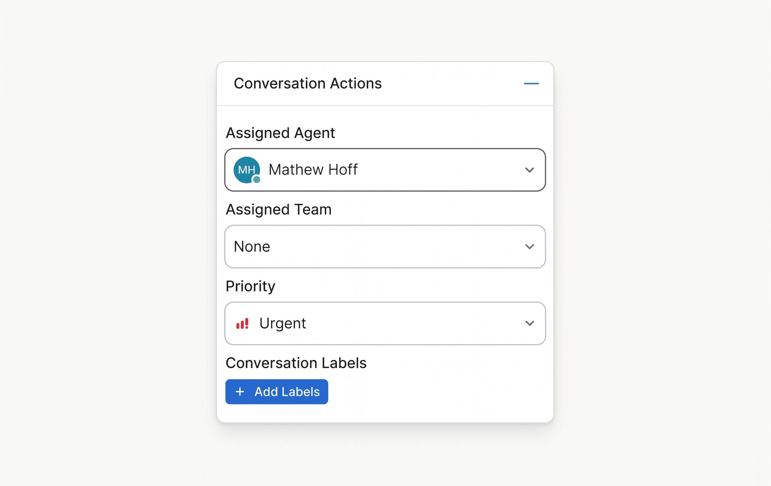 The actions available for conversations