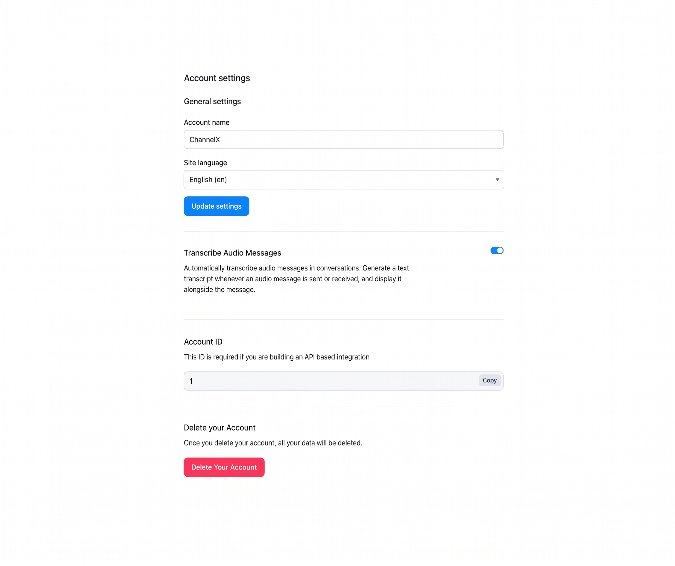 Account settings