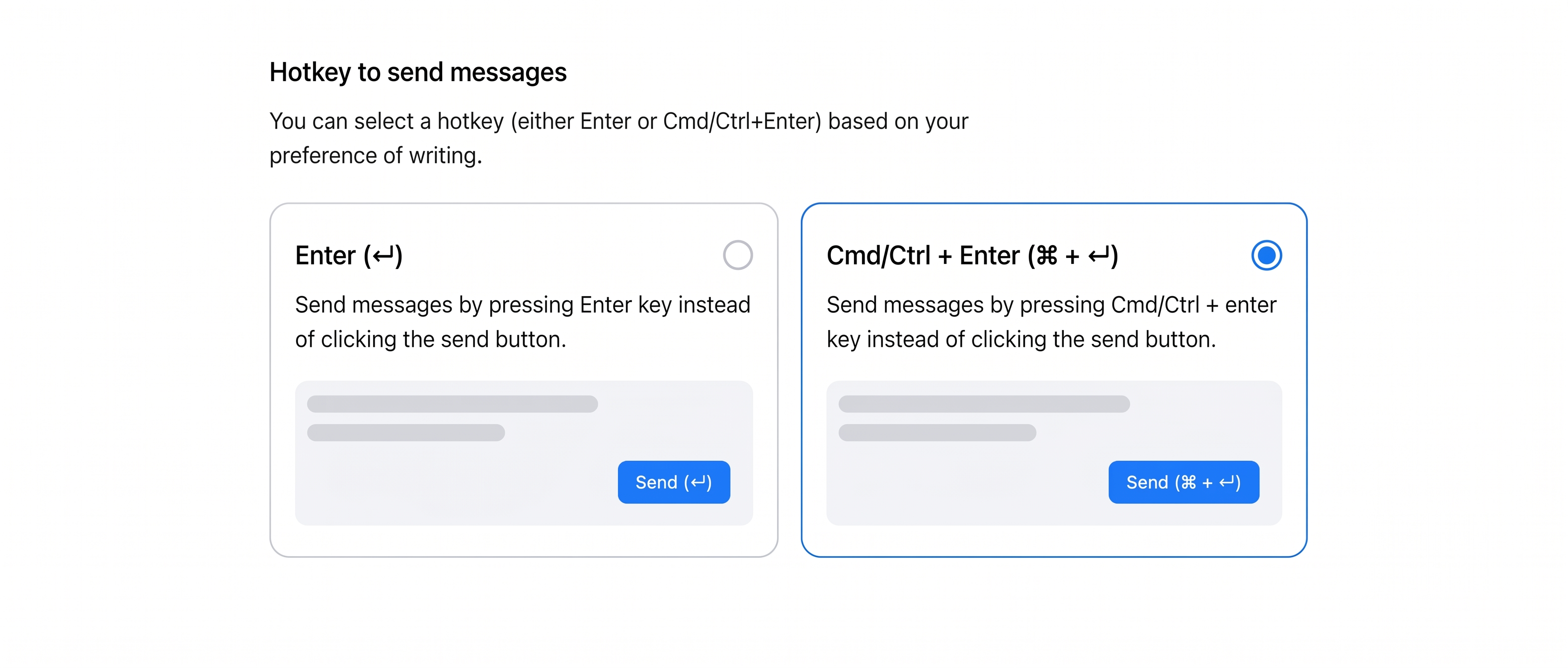 Choosing the send-message hotkey