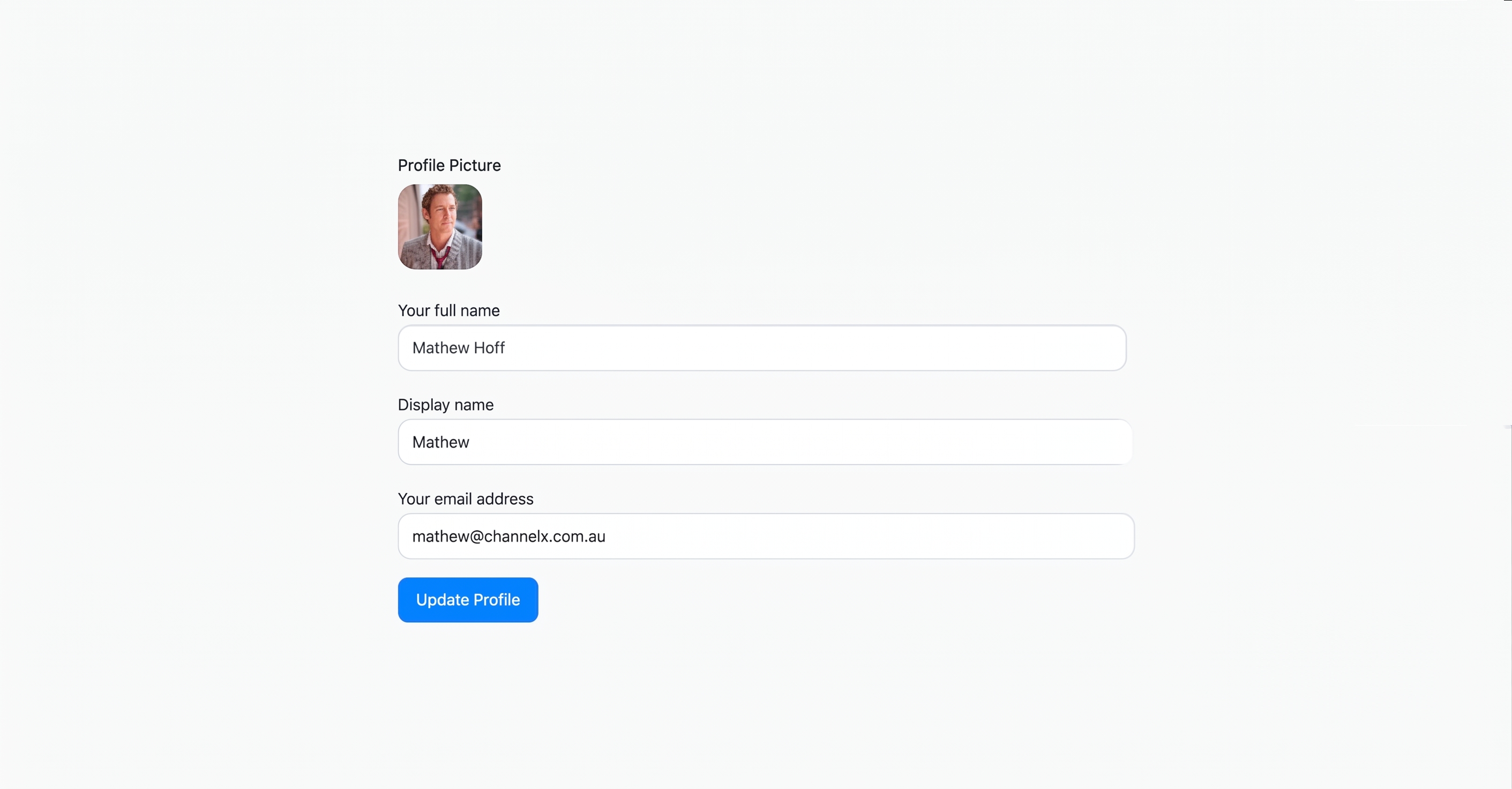 The Profile Settings page