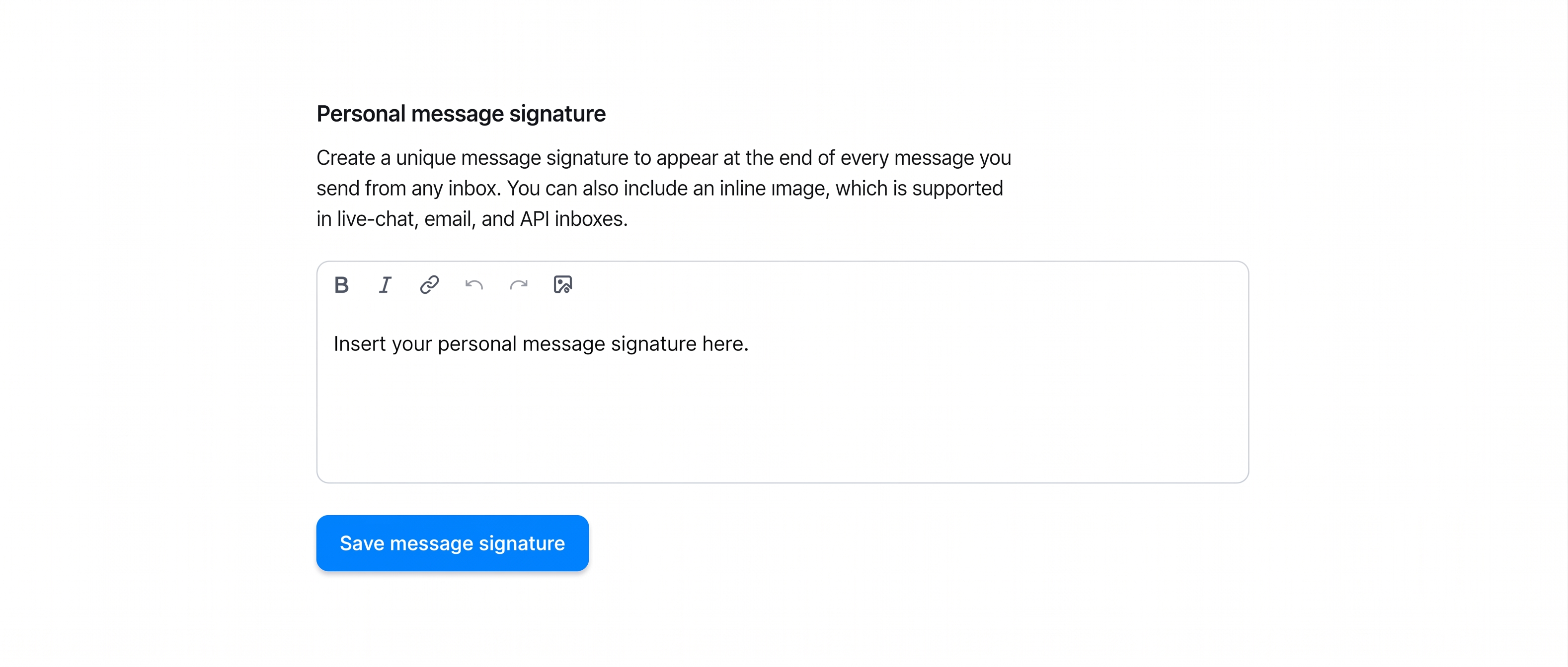 The personal message signature editor