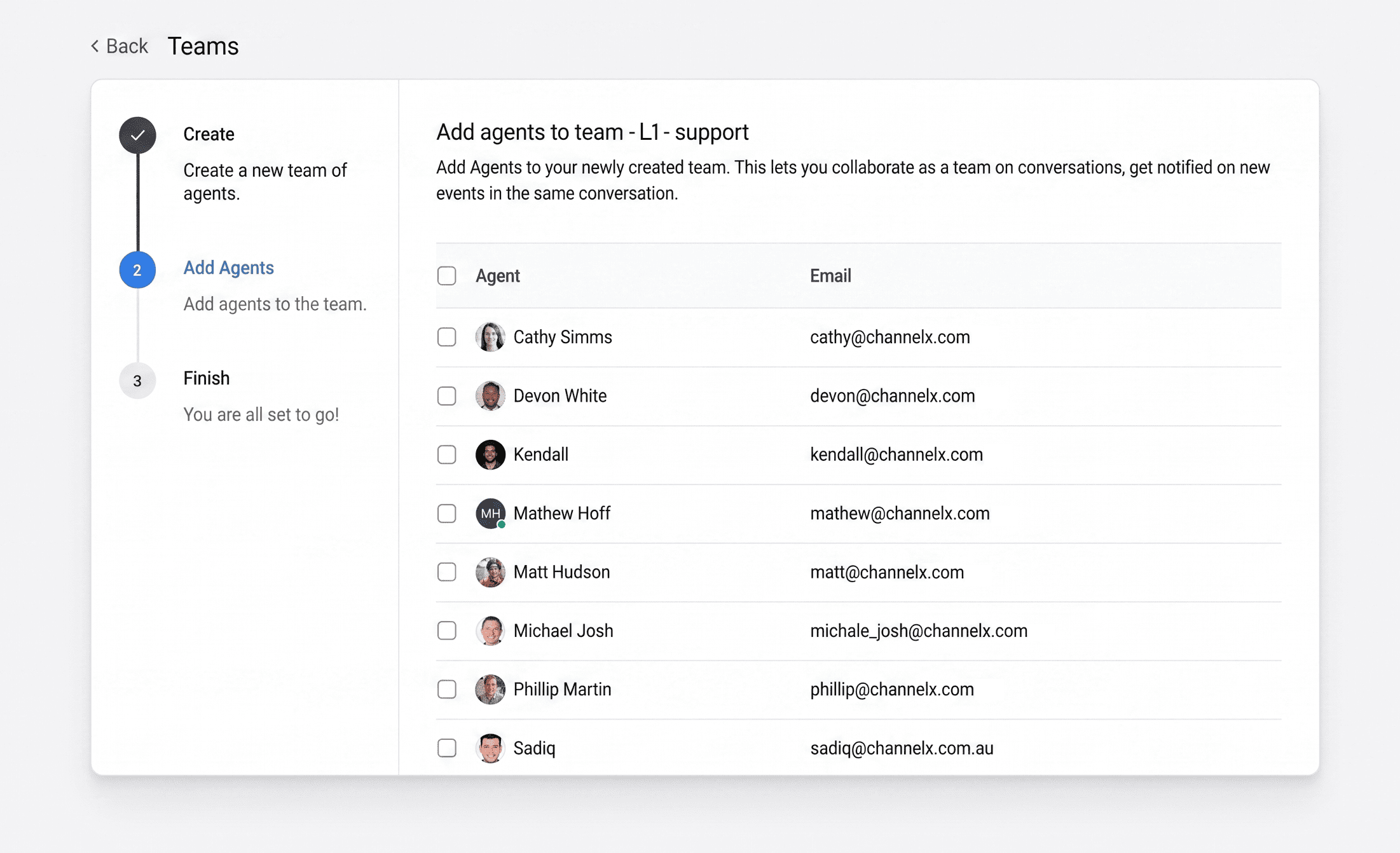 Add agents to a team