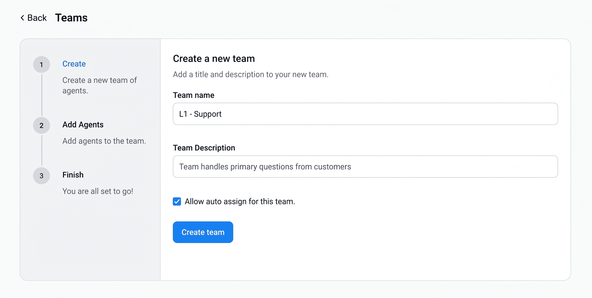 Create a new team