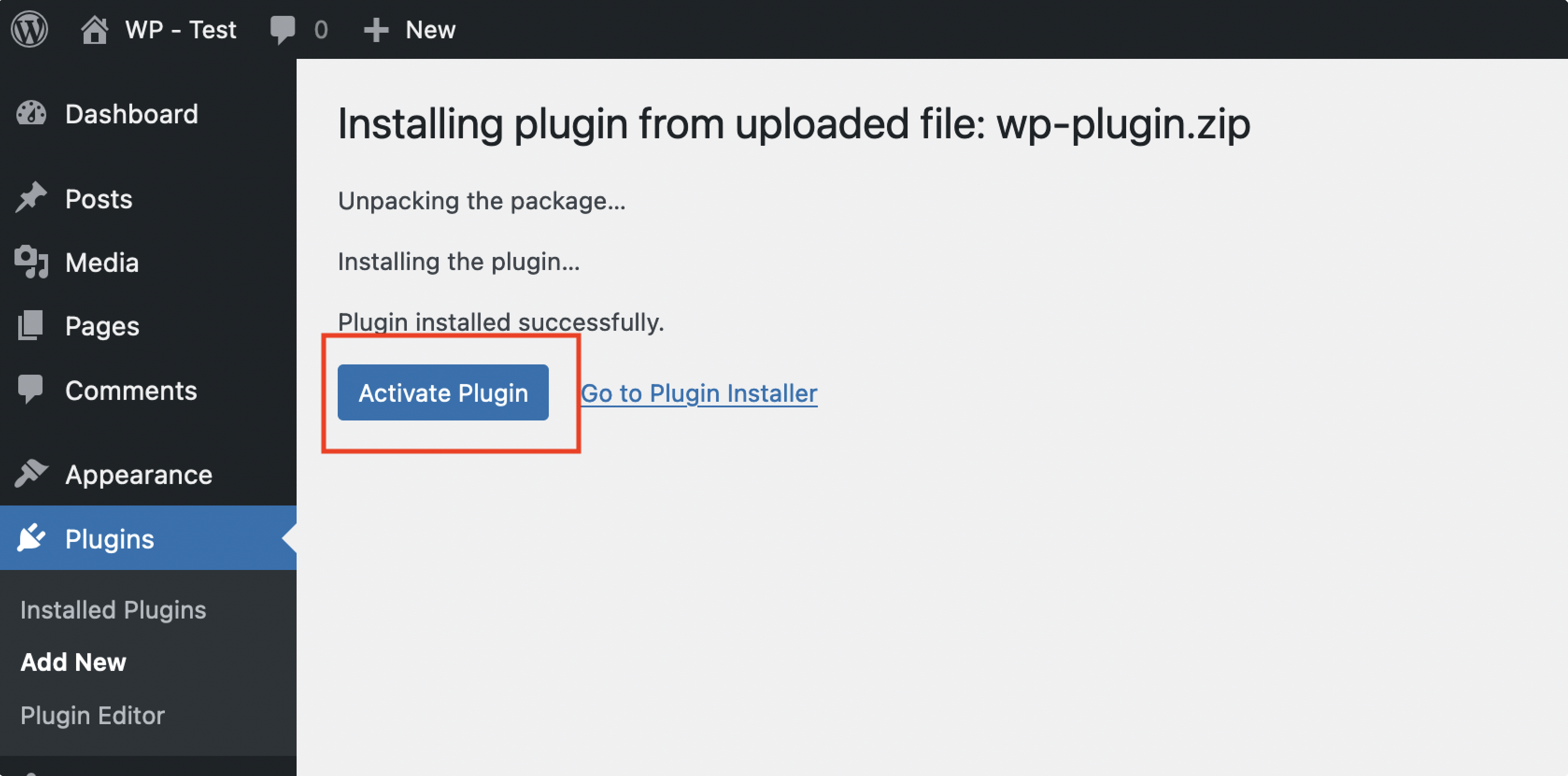 Activating the ChannelX plugin in WordPress