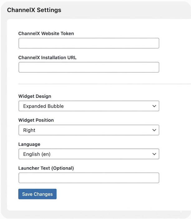 Configuring ChannelX plugin settings in WordPress