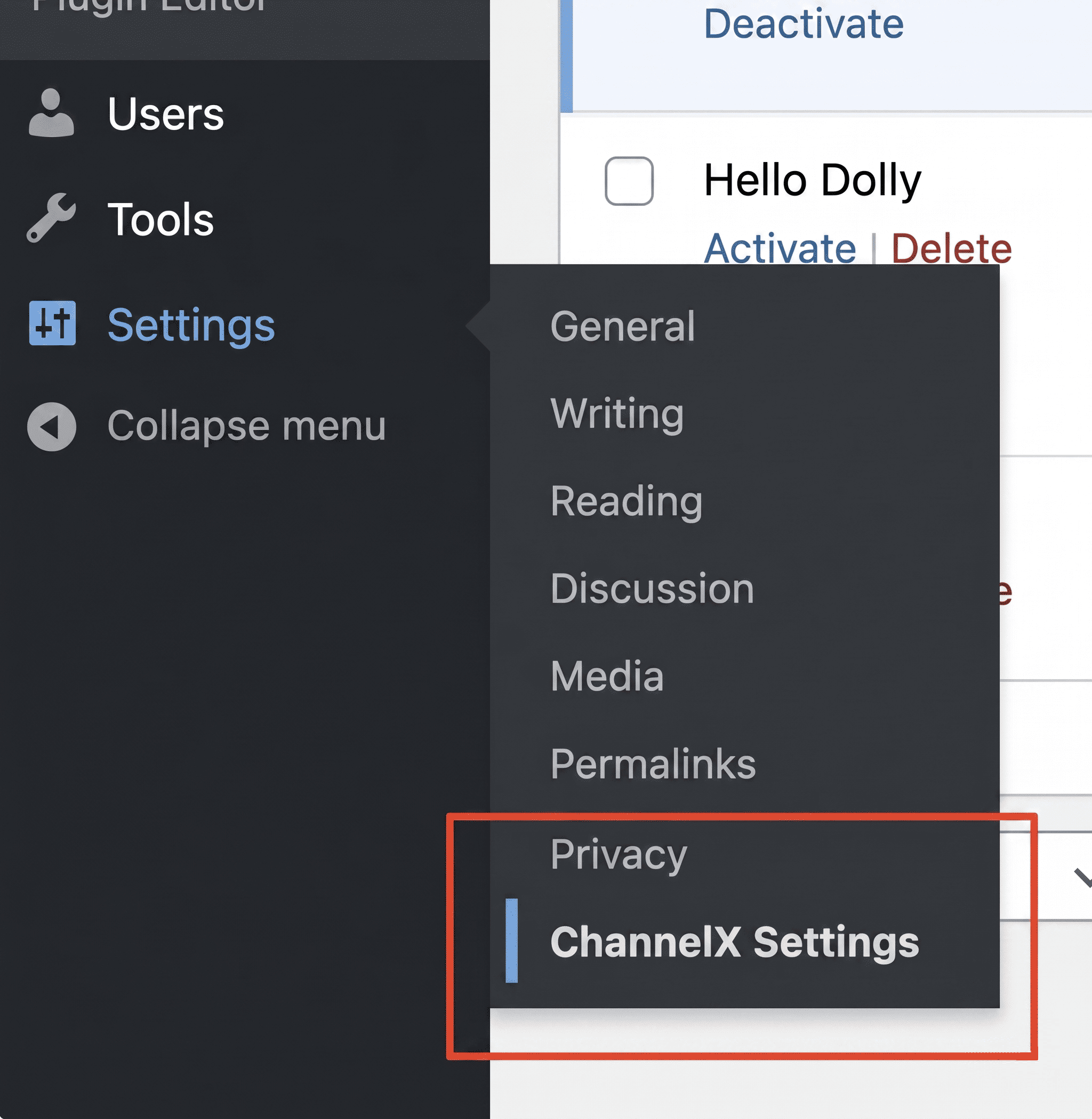 Configuring the ChannelX plugin in WordPress