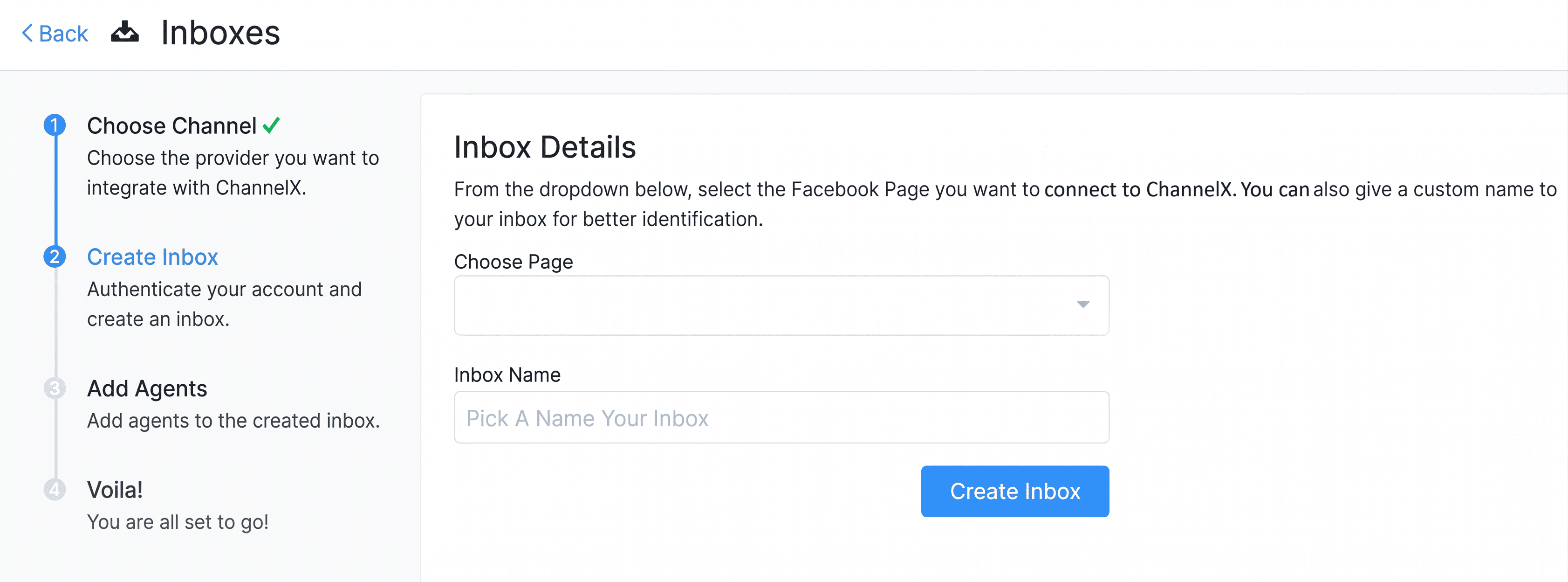 Selecting the Facebook Page to connect