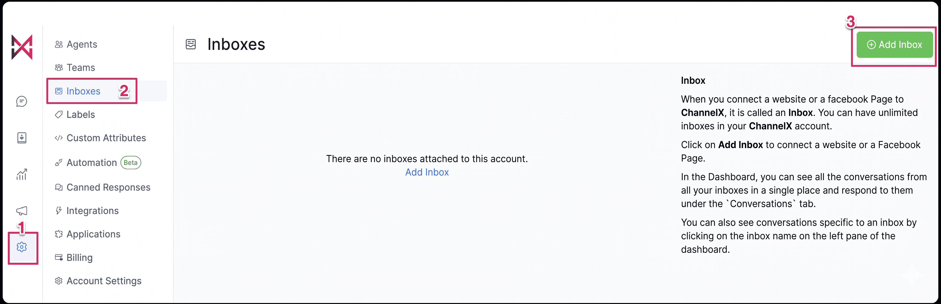 Adding a Facebook Messenger inbox in ChannelX