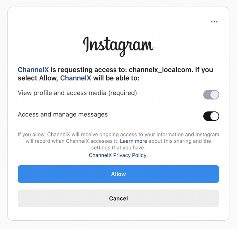 Adding an Instagram inbox via Business Login