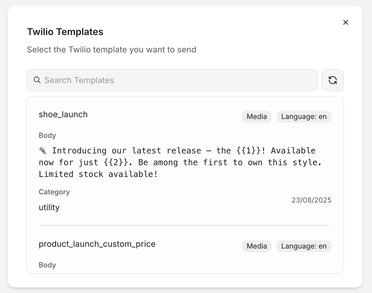 Twilio SMS templates overview
