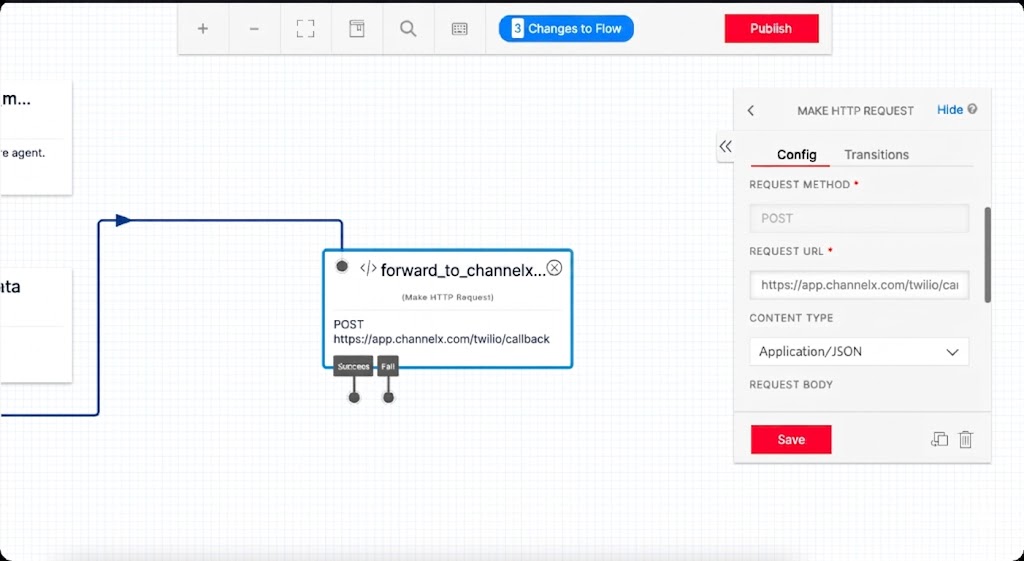 Modifying a Twilio Studio flow to include the ChannelX webhook