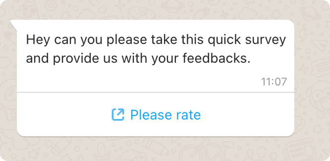 The WhatsApp CSAT survey rating as seen by the customer