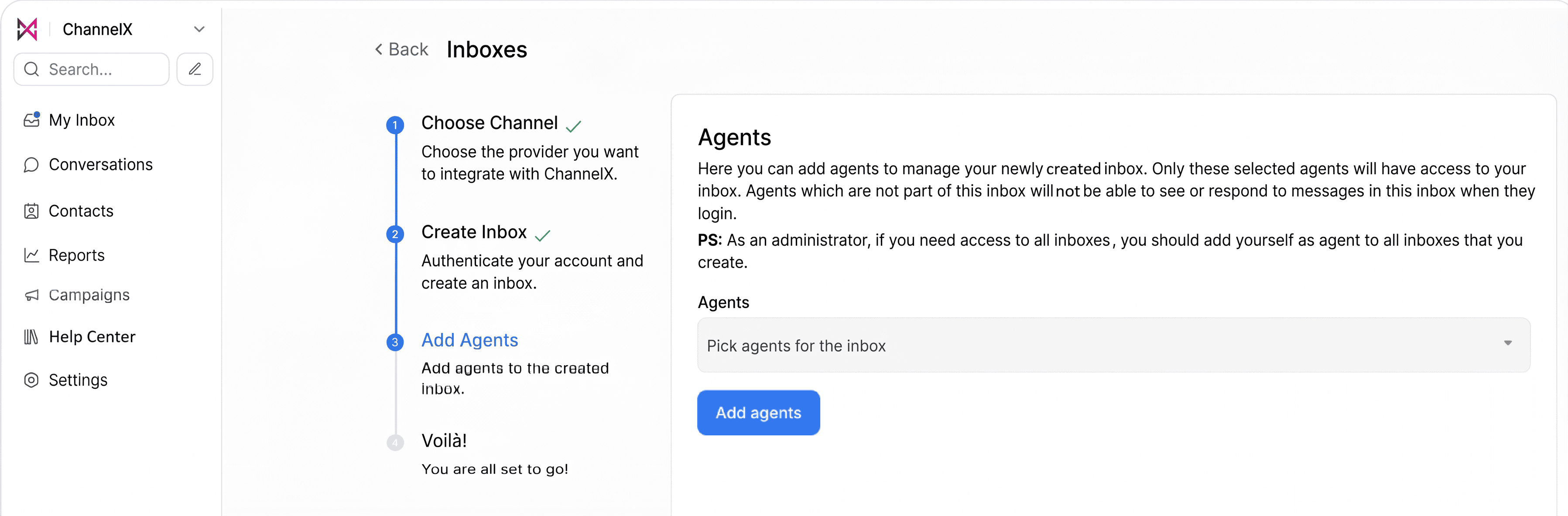 Adding agents to the embedded WhatsApp inbox