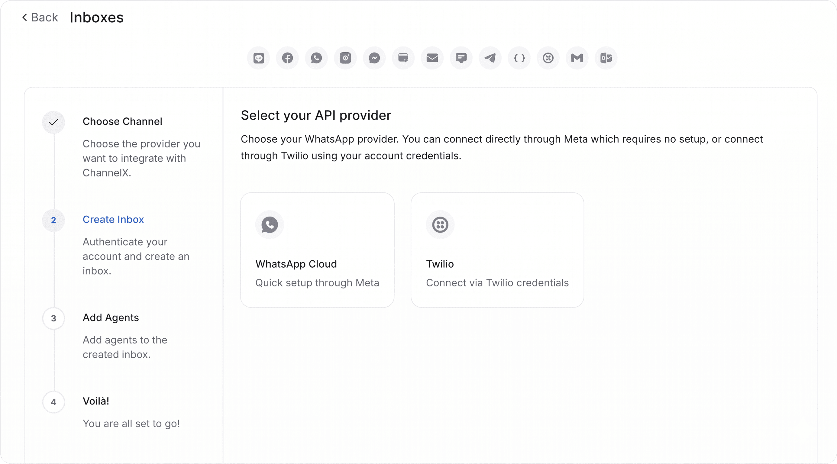 Adding a WhatsApp inbox in ChannelX