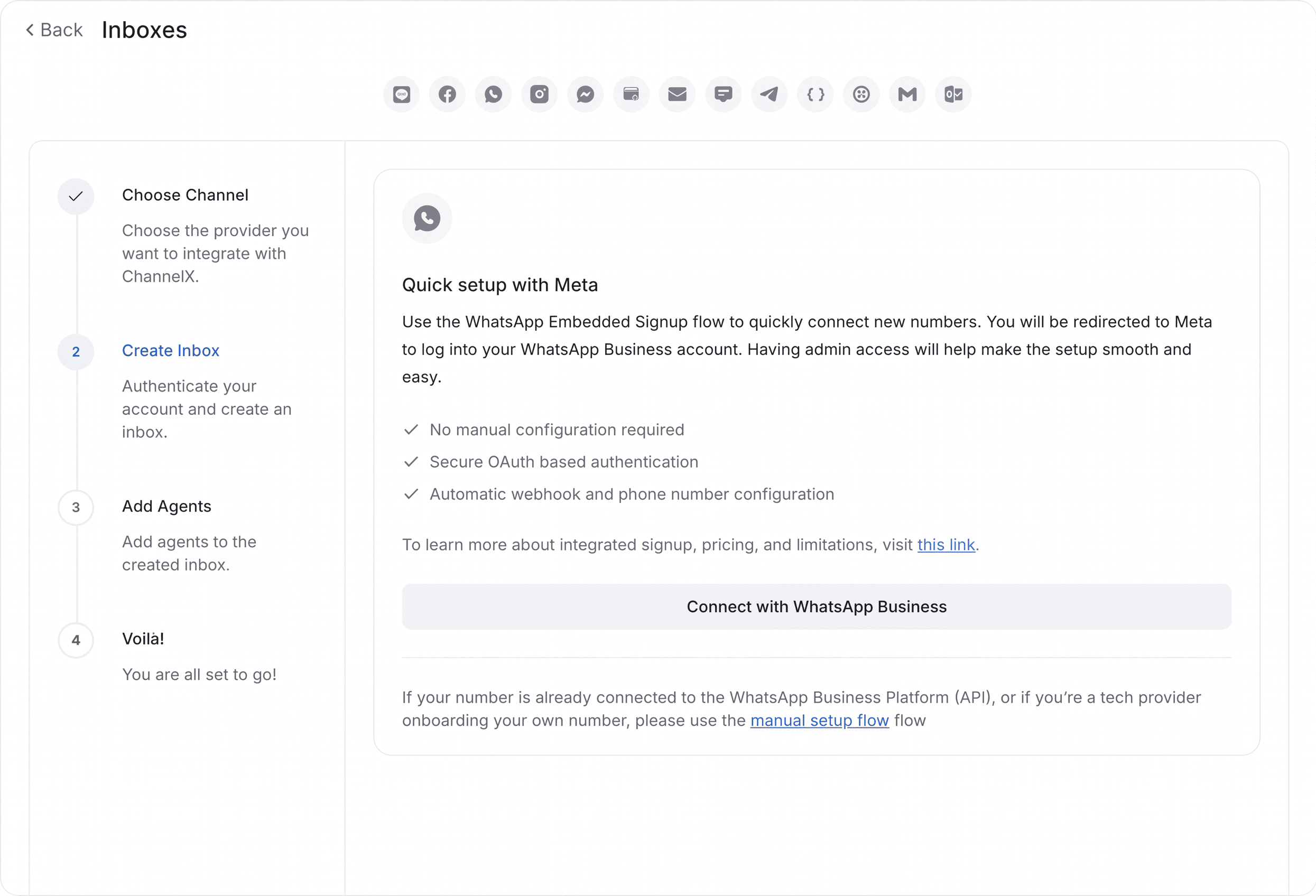 The WhatsApp Embedded Business signup flow