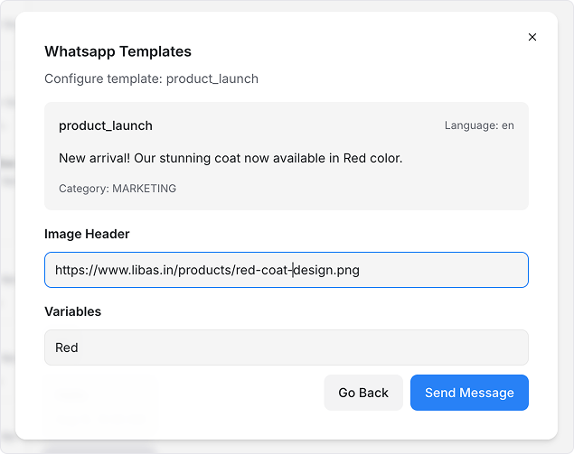 Customizing a WhatsApp template message