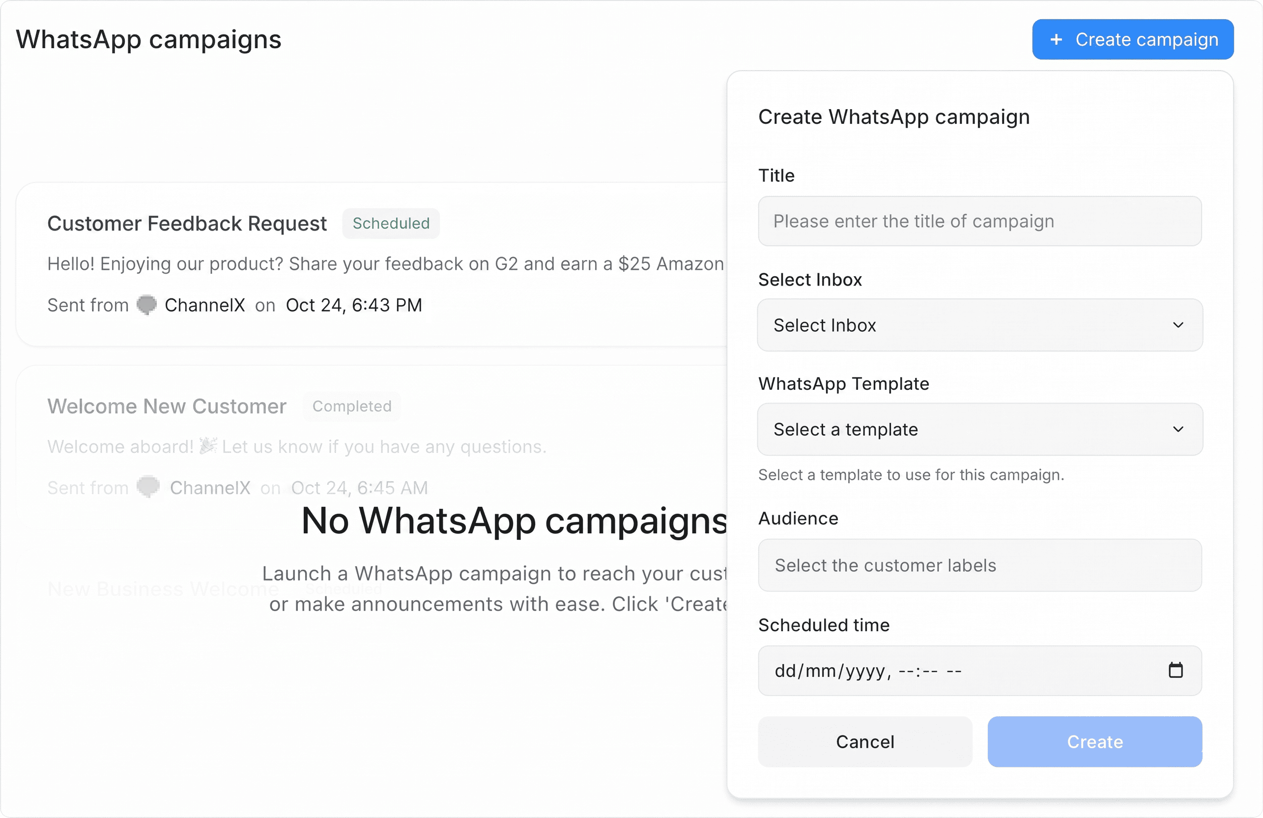 Sending WhatsApp templates via a campaign