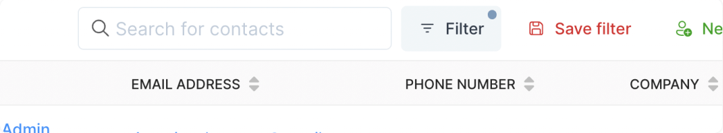 The applied contacts filter button indicator