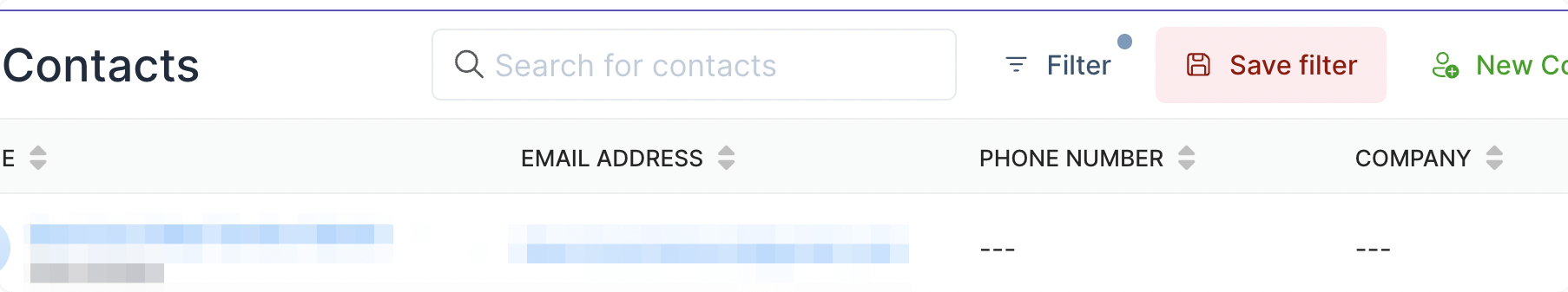 Saving a contacts filter in ChannelX